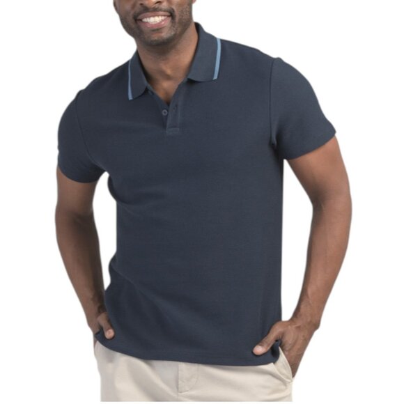 CALVIN KLEIN Short Sleeve Basket Weave Jacquard Tipped Polo - Picture 1 of 2